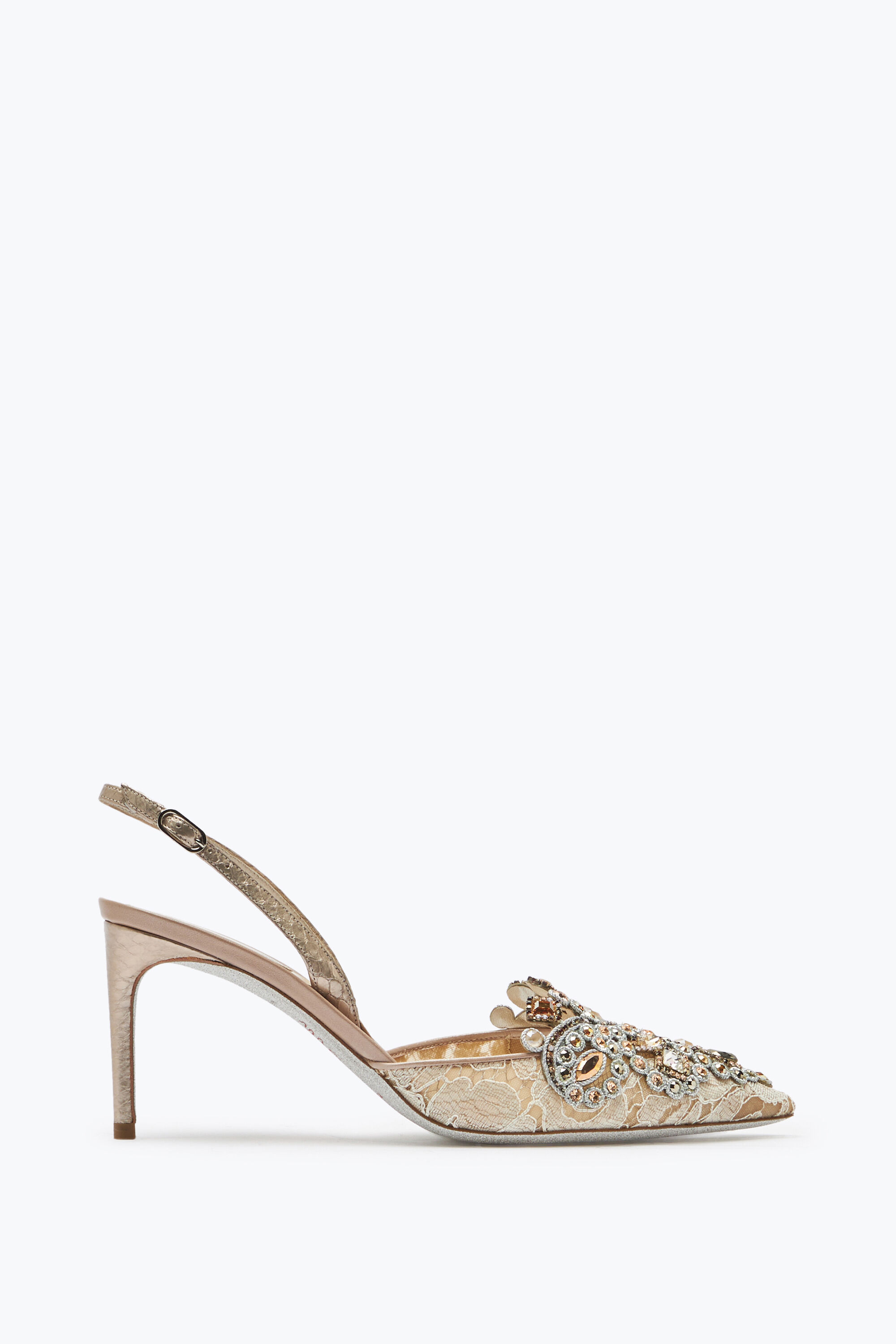 Jeweled Veneziana Lace Slingbacks 75 | Rene Caovilla®