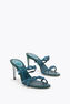 BRAID GREEN SATIN/METALLIC BLUE STRASS SANDAL