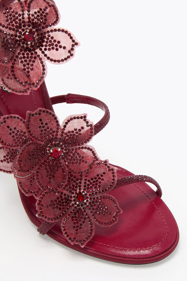 PEACH FLOWER BORDEAUX SATIN/SIAM STRASS SANDAL