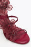 PEACH FLOWER BORDEAUX SATIN/SIAM STRASS SANDAL