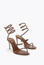 CLEO BROWN SATIN/SMOKED TOPAZ STRASS SANDAL