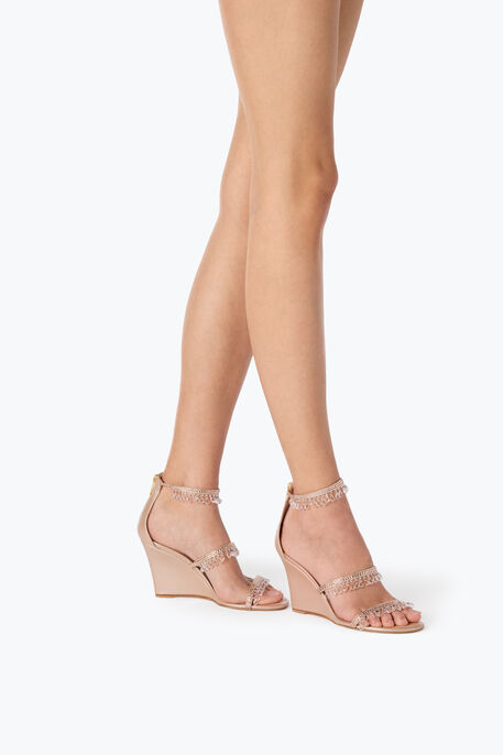 CHANDELIER POWDER PINK WEDGE SANDAL 80