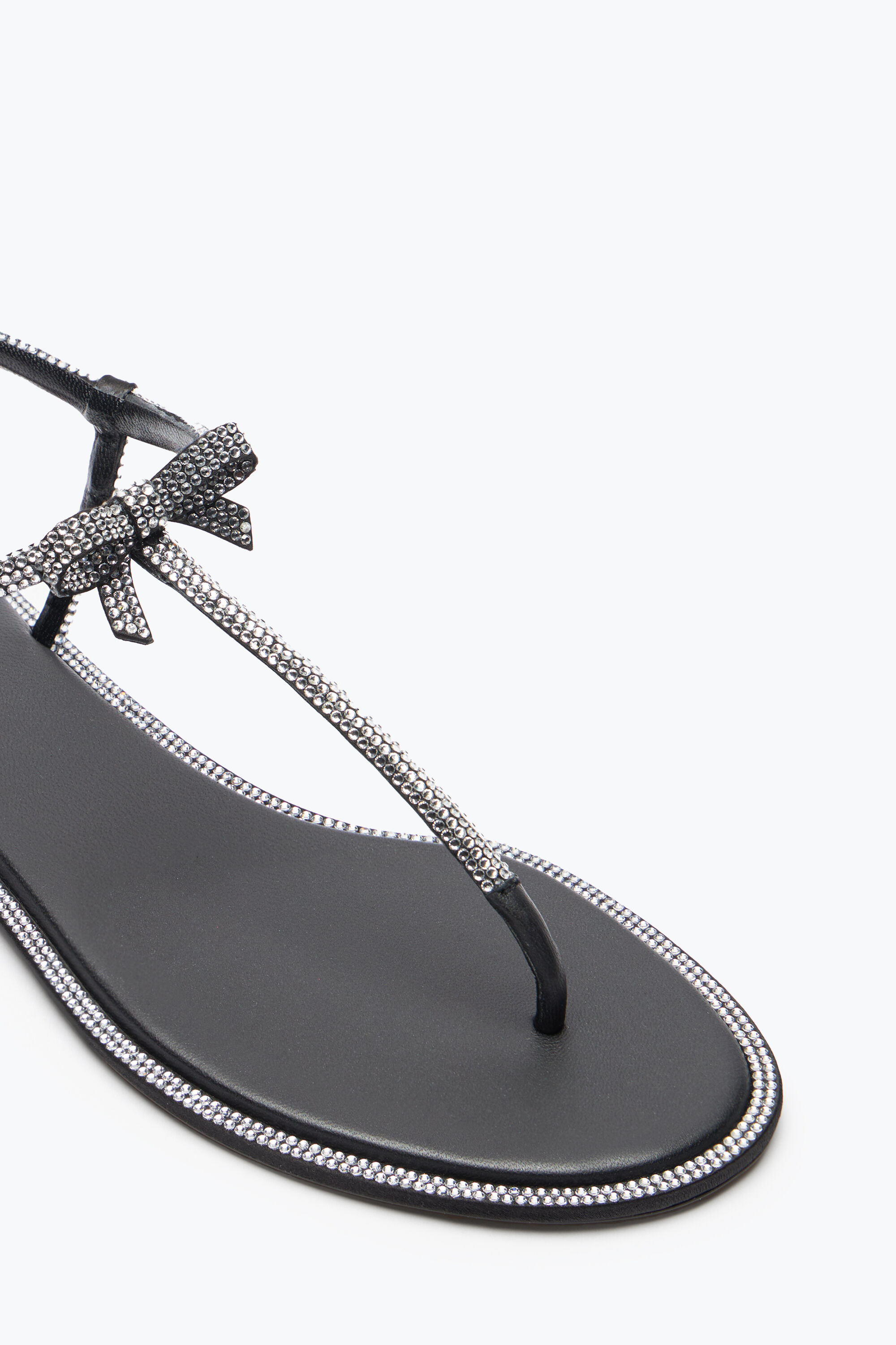 Jeweled Caterina Black Thong Sandal 10 | Rene Caovilla®