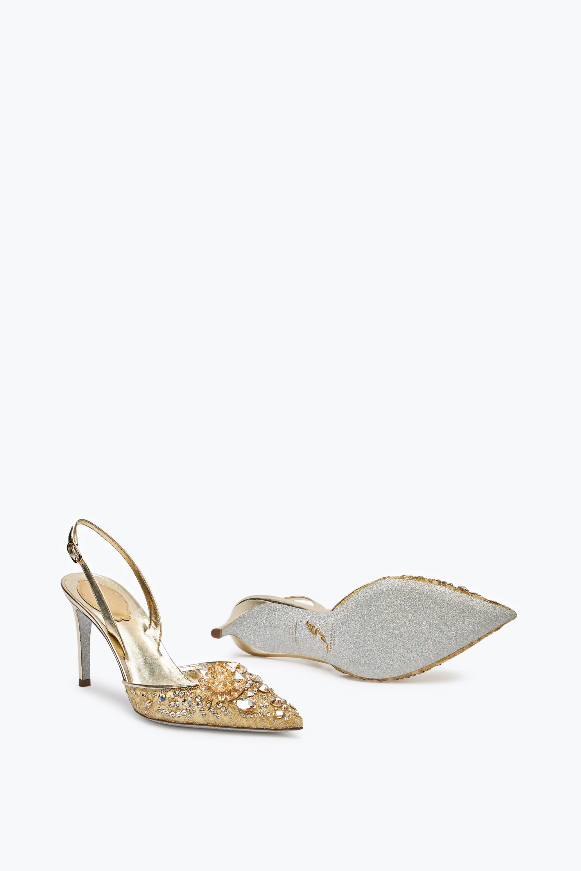 Jeweled Cinderella Golden Slingback 80 | Rene Caovilla®
