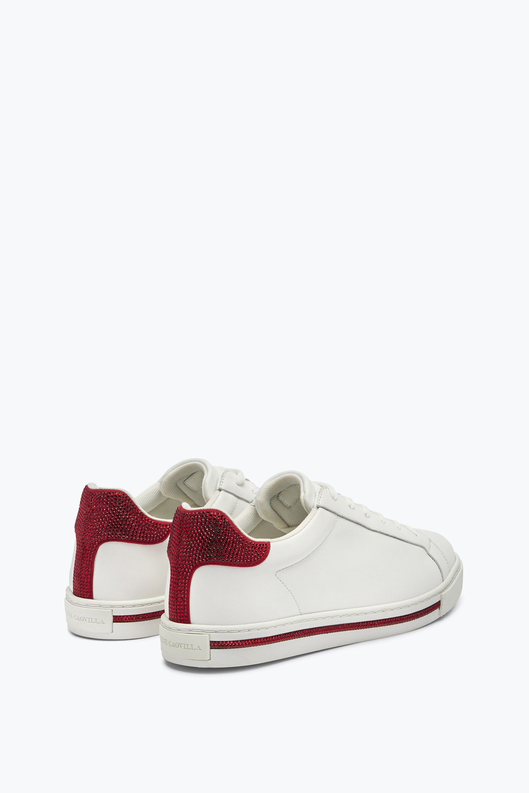 Jeweled Xtra Crystal White-Red Sneaker 15 | Rene Caovilla®