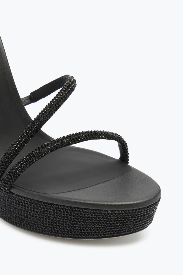 MARGOT CRYSTAL BLACK PLATFORM SANDAL 130