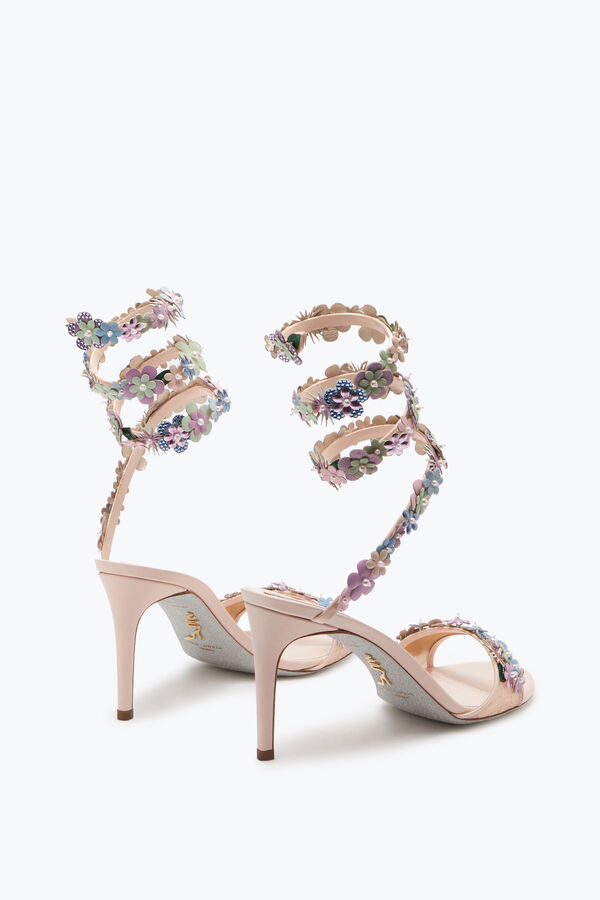 Roxanne Powder Pink Sandal With Multicolor Flowers 80