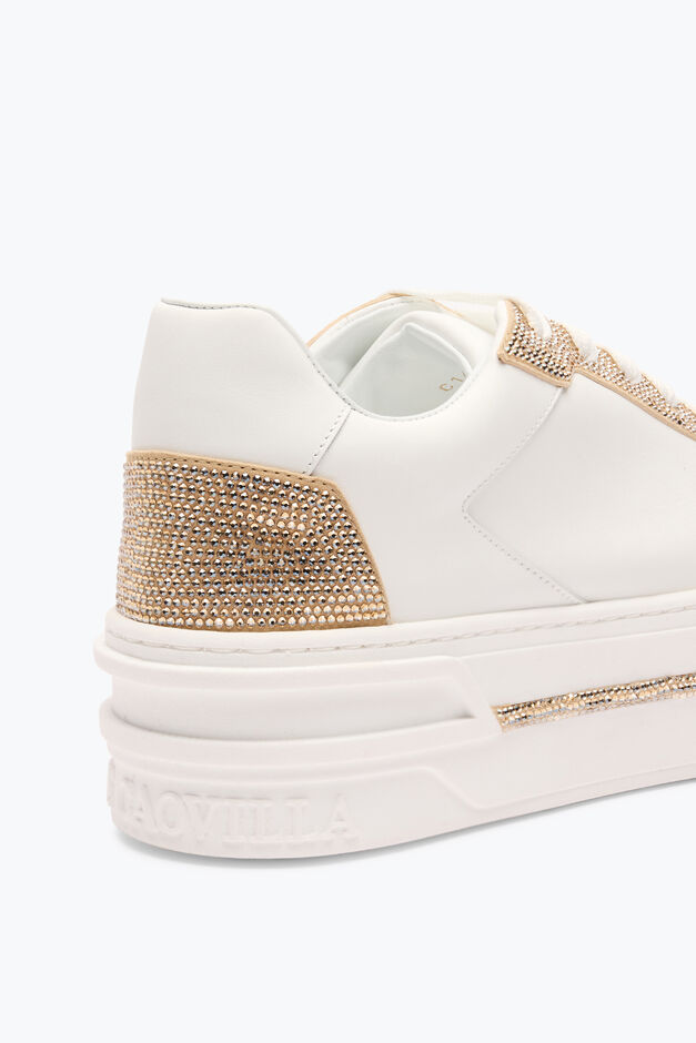 XTRA WHITE-GOLD SNEAKER WITH CRYSTALS 50