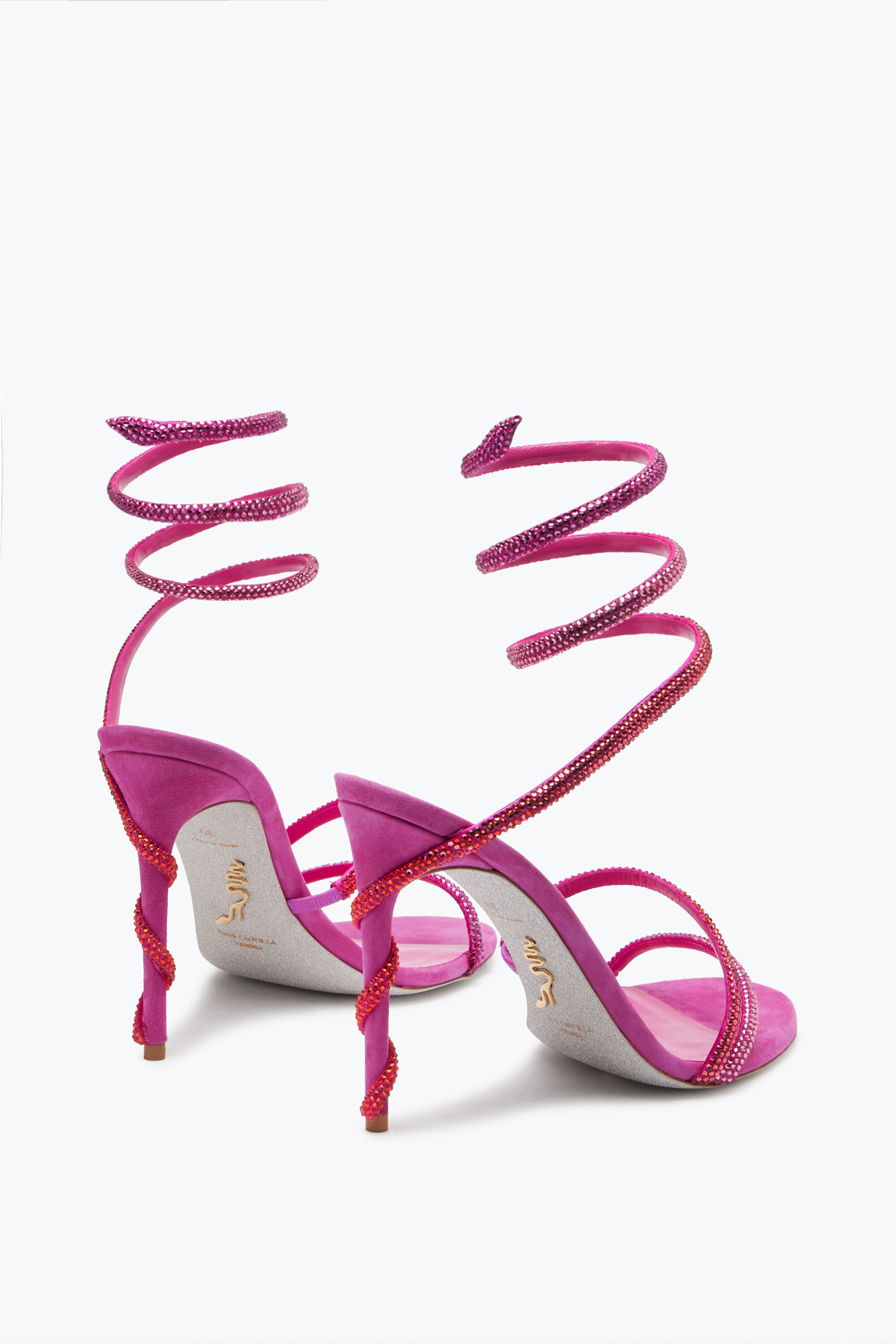 Jeweled Margot Shocking Pink Sandal With Degradé Crystals