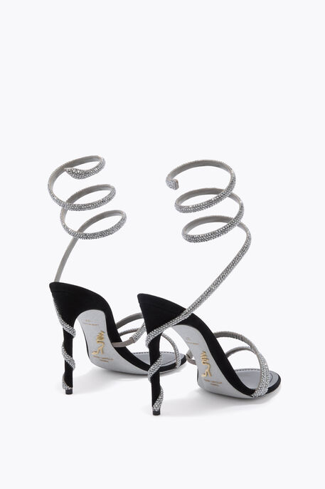 MARGOT BLACK SUEDE AND SILVER SANDAL 105