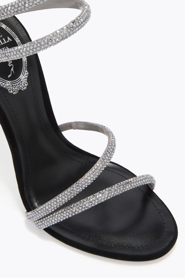 MARGOT BLACK SUEDE AND SILVER SANDAL 105