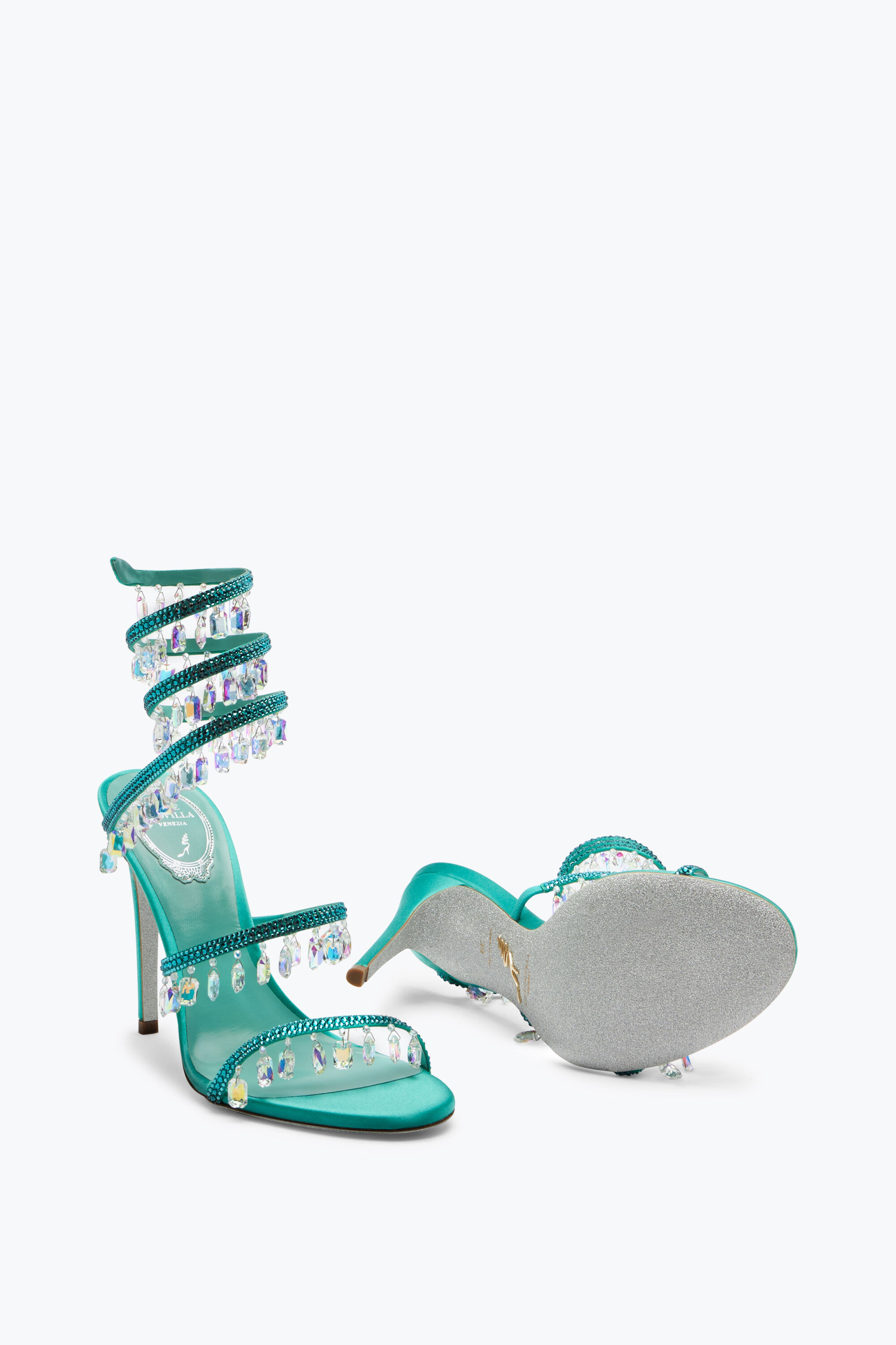 Jeweled Chandelier Aquamarine Sandal 105 | Rene Caovilla®