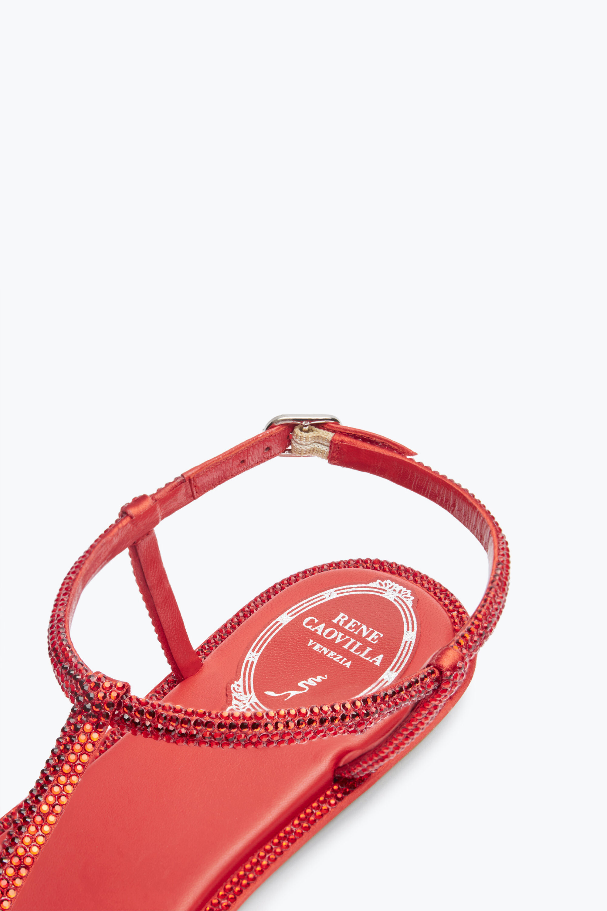 Jeweled DIANA CRYSTAL RED SANDAL 10 Rene Caovilla