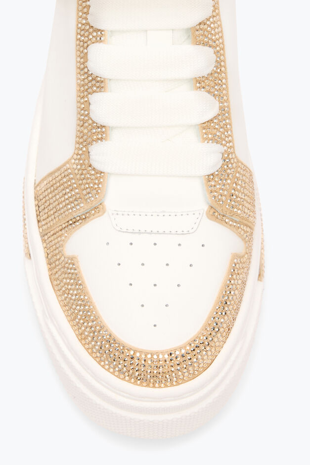 XTRA WHITE-GOLD SNEAKER WITH CRYSTALS 50