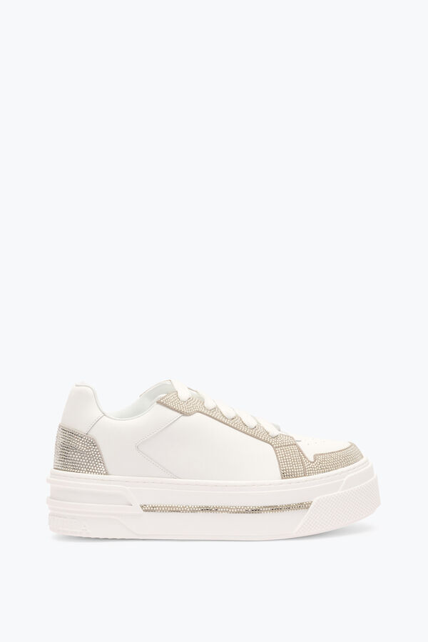 XTRA WHITE-SILVER SNEAKER WITH CRYSTALS 50