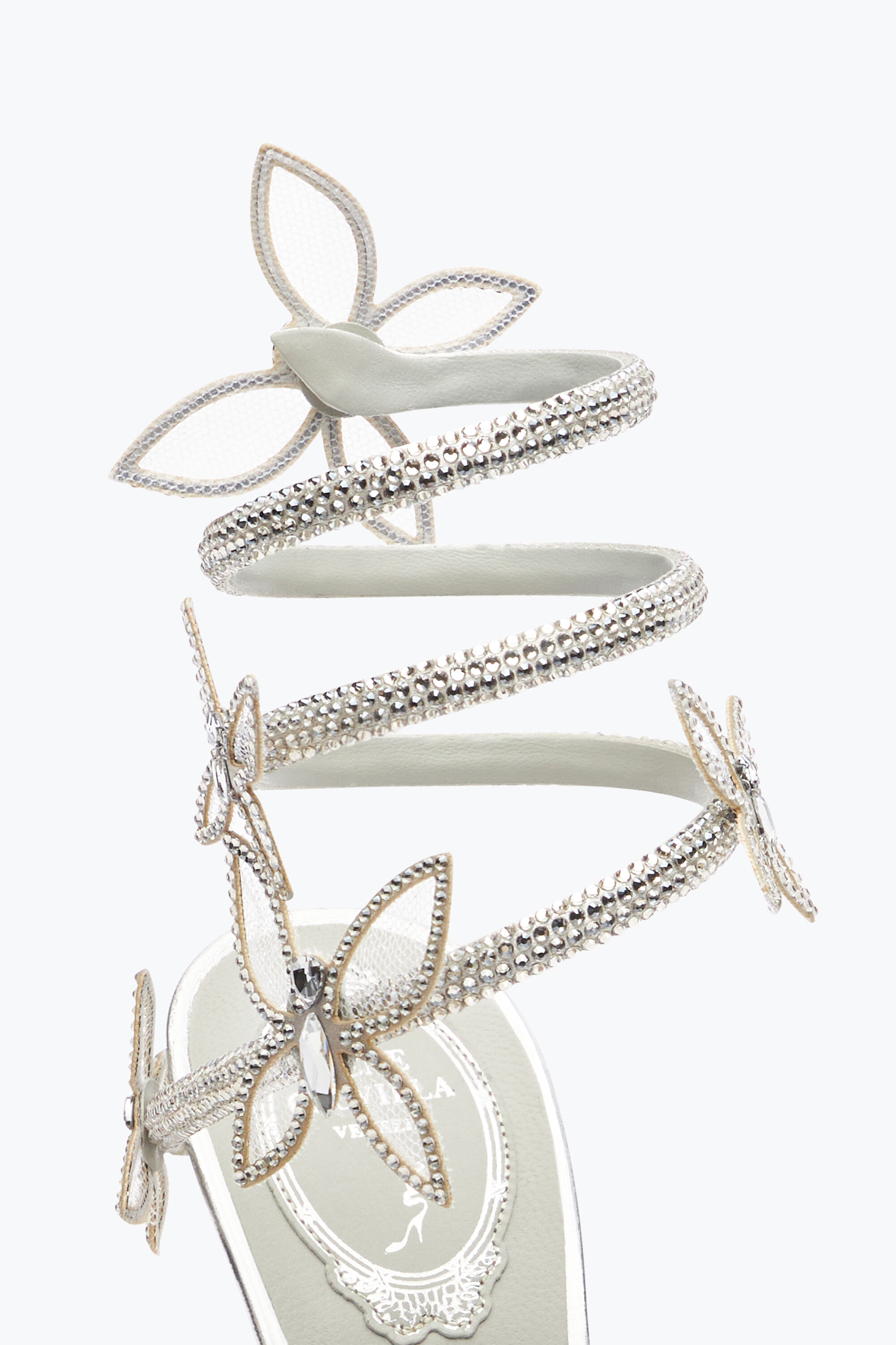 Jeweled Margot Mirrored Gray Sandal With Butterflies 105