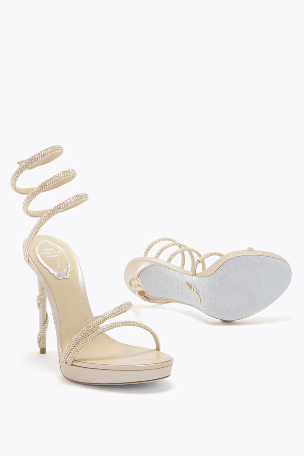 MARGOT CHAMPAGNE PLATFORM SANDAL 120