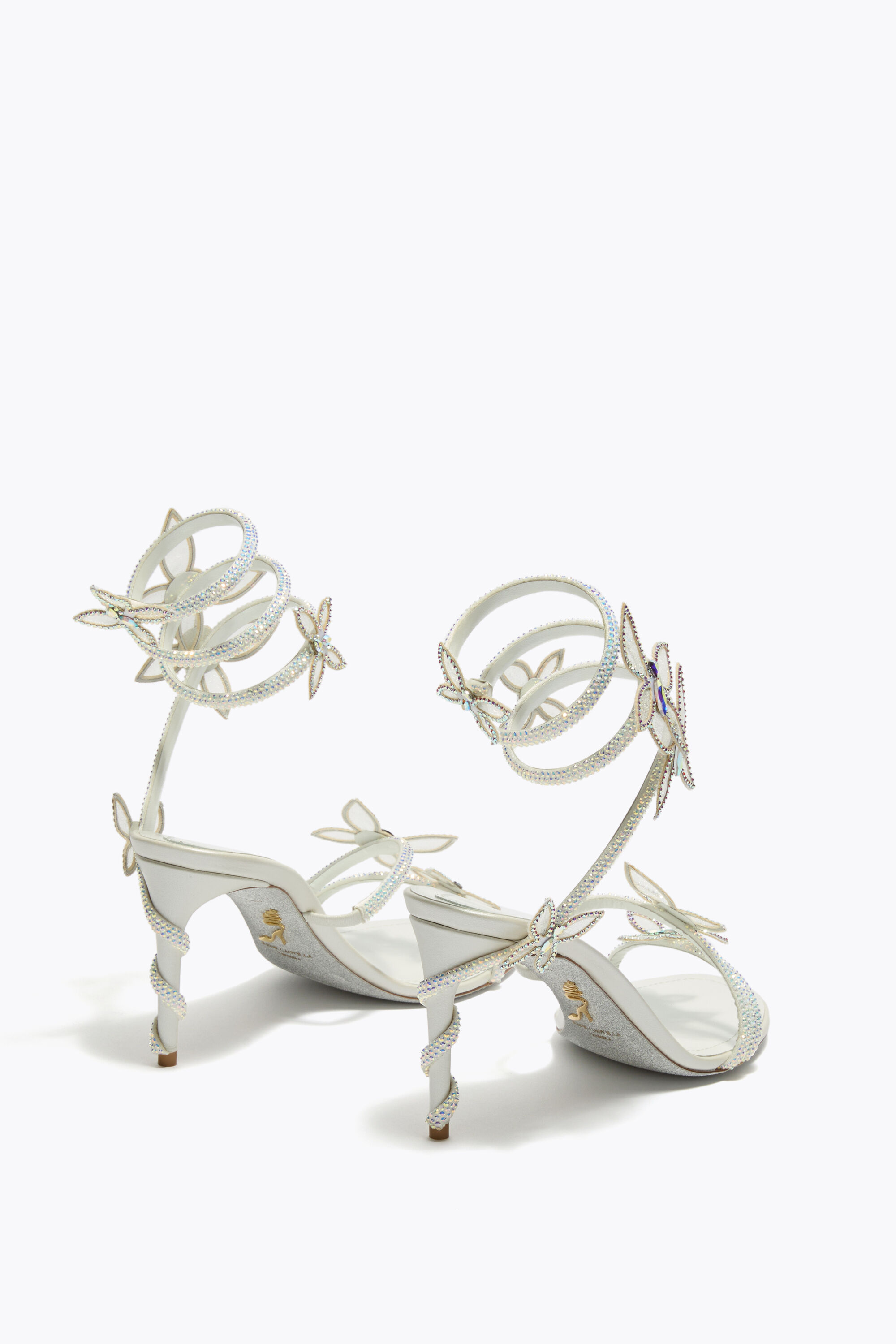 Rene’ Caovilla Crystal Sandals Rene Caovilla Crystal Gold Mules Sandals With Glitter Instep