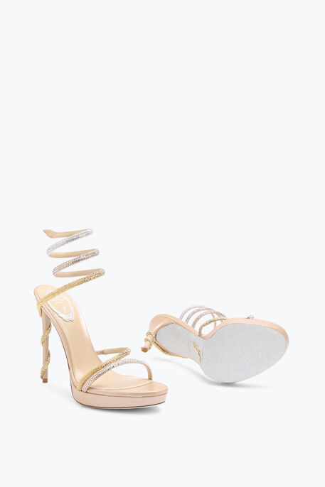 Margot Plateau Sandal With Gold And Silver Crystals 120