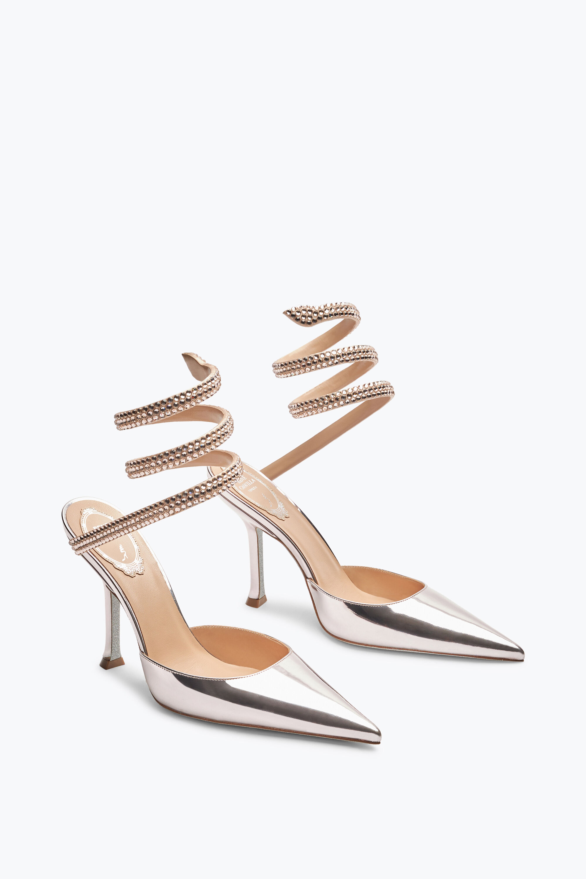 cleo.  Jeweled Cleo Powder Pink Pump With Crystals 105 | Rene Caovilla®