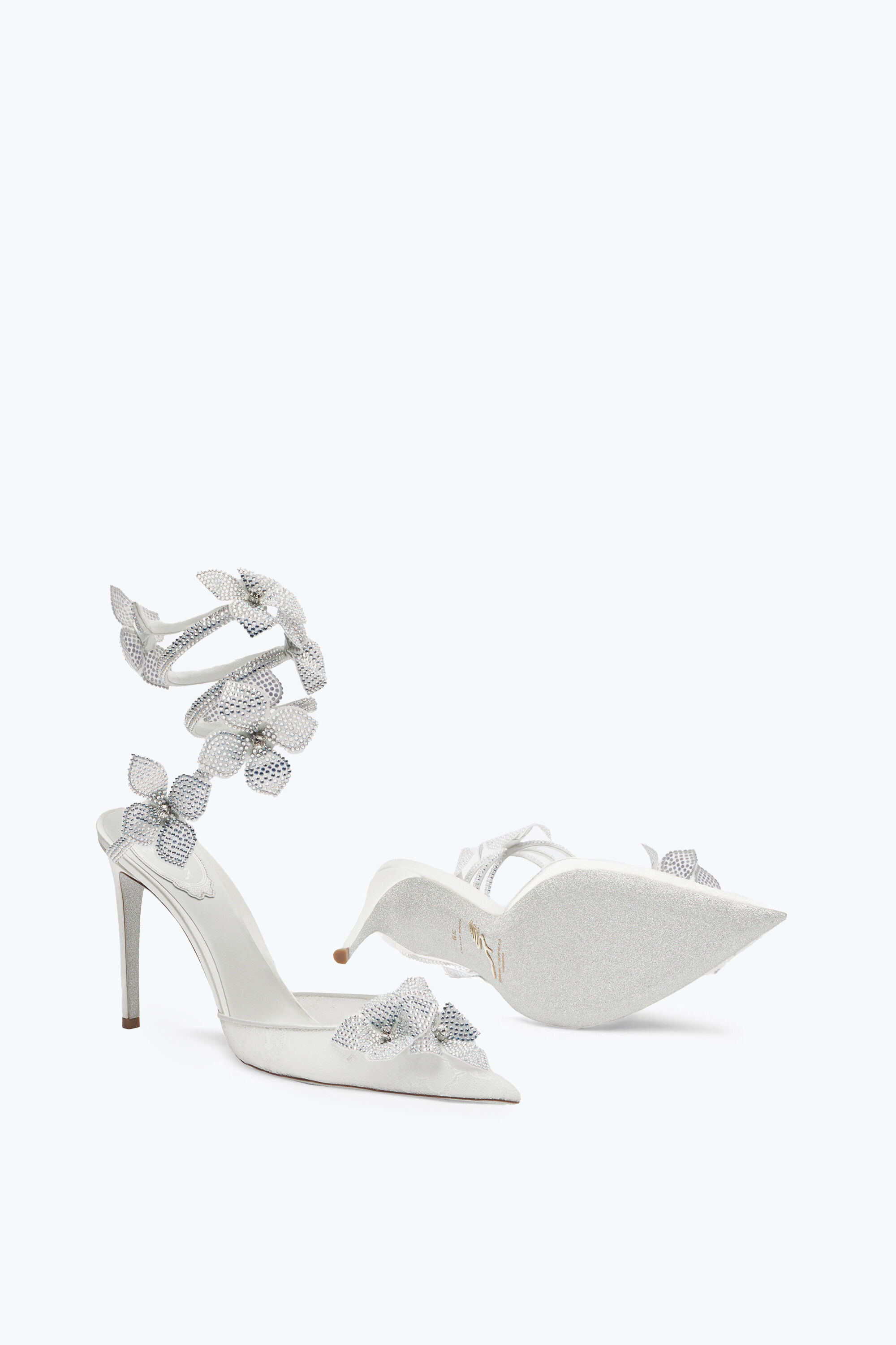 Jeweled Floriane White Pump 105 | Rene Caovilla®