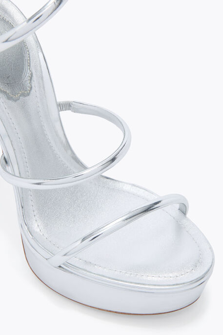 CLEO METALLIC SILVER PLATFORM SANDAL 130