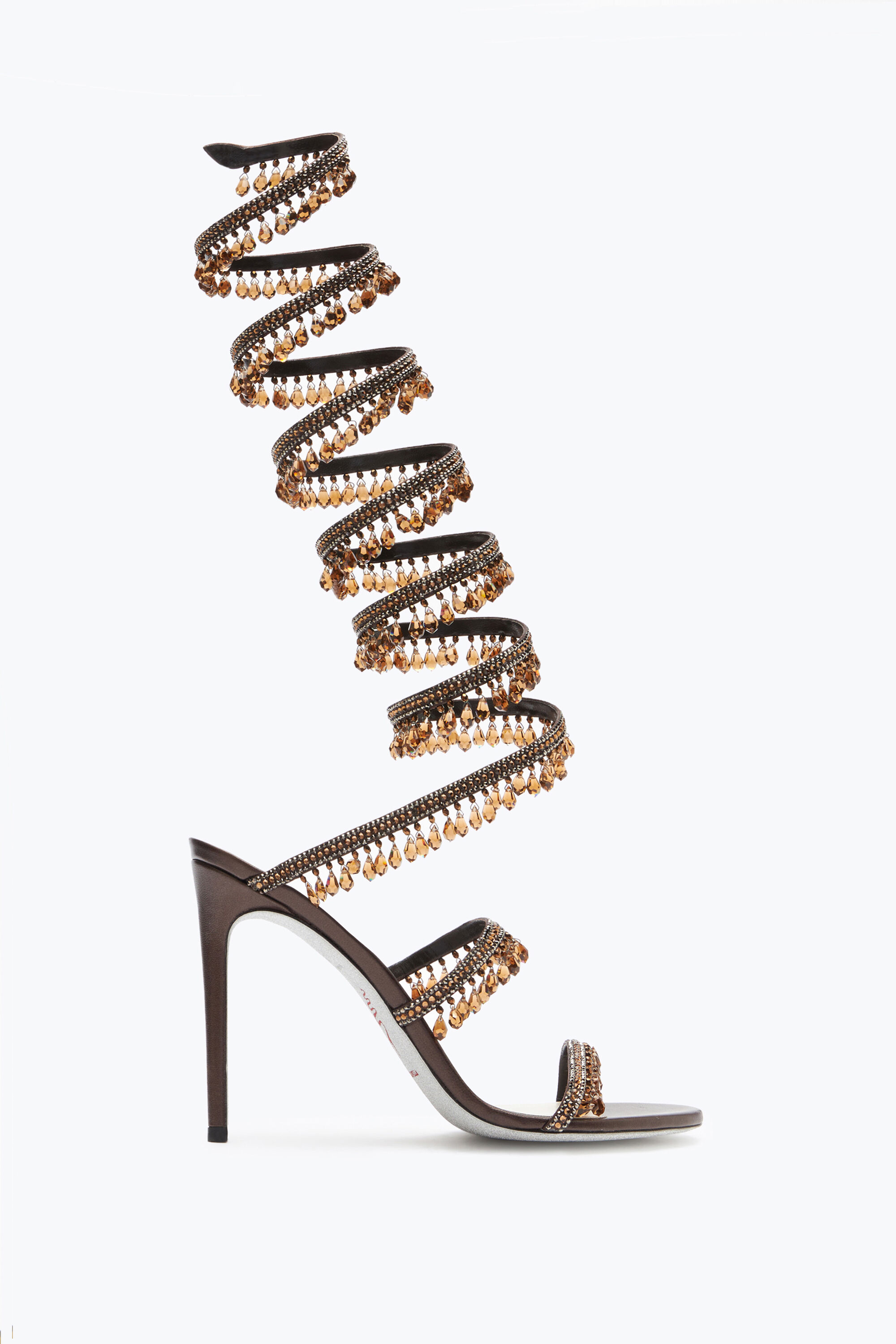 【オンライン限定商品】  Chandelier Jeweled Crystal Rene | 105 Sandal Brown Chestnut 靴