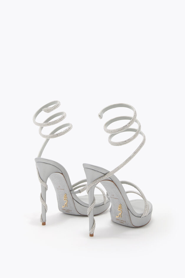 MARGOT PEARL GREY PLATFORM SANDAL 120