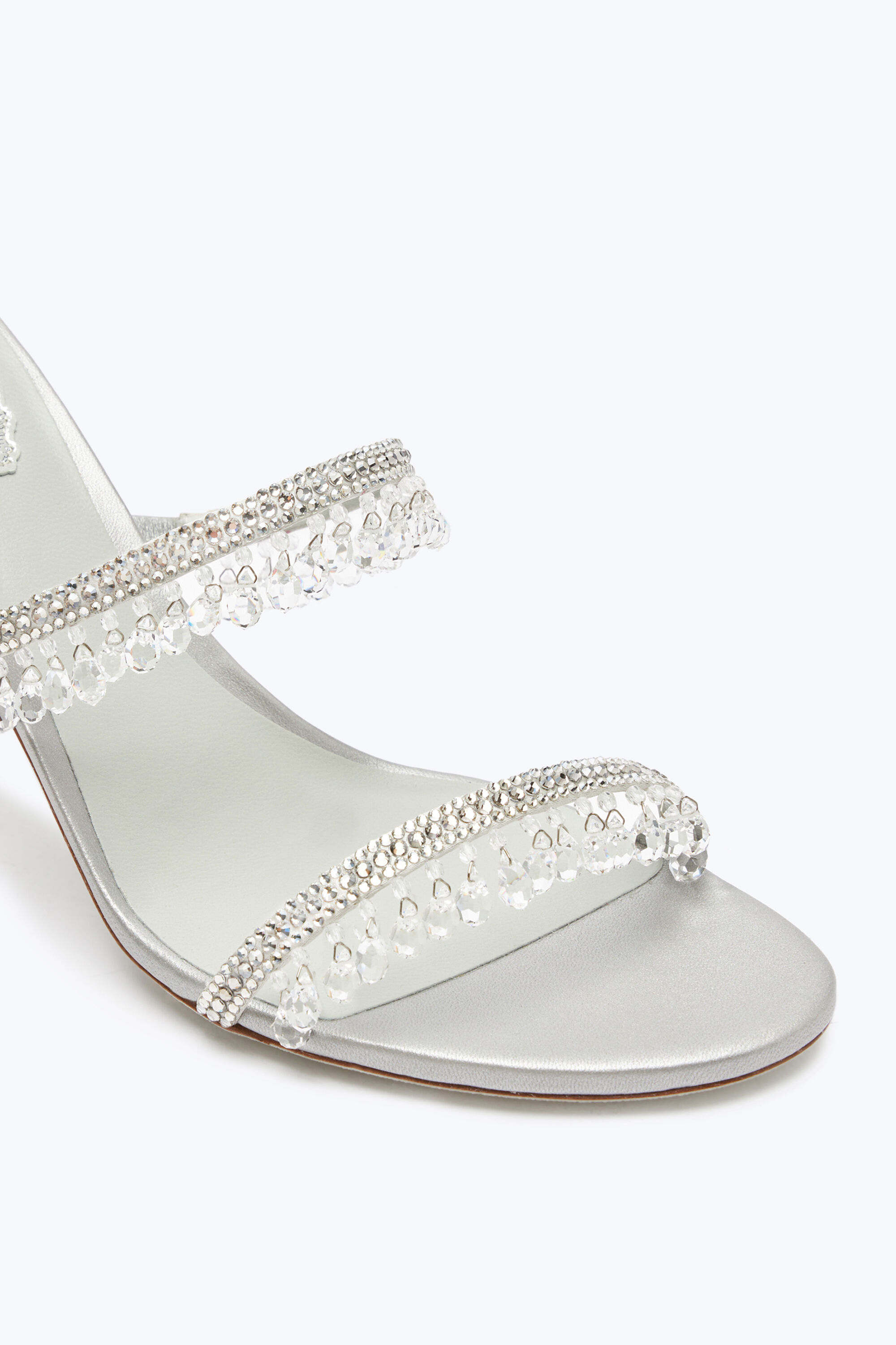 Jeweled Chandelier Pearl Gray Slider Sandal 80 | Rene Caovilla®