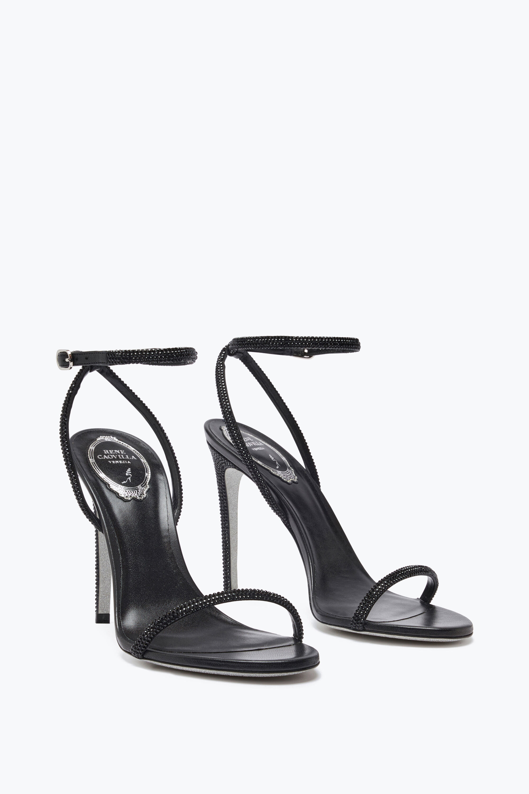 Jeweled Ellabrita Crystal Black Sandal 105 | Rene Caovilla®