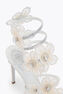 PEACH FLOWER IVORY SATIN/CRYSTAL-CREAM STRASS SANDAL