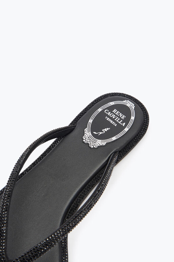 Diana Black Thong Sandal With Crystals 10