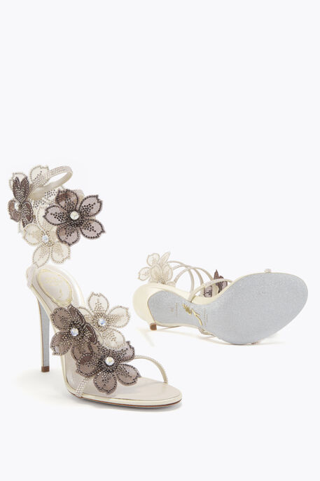 PEACH FLOWER IVORY AND GREY SANDAL 105