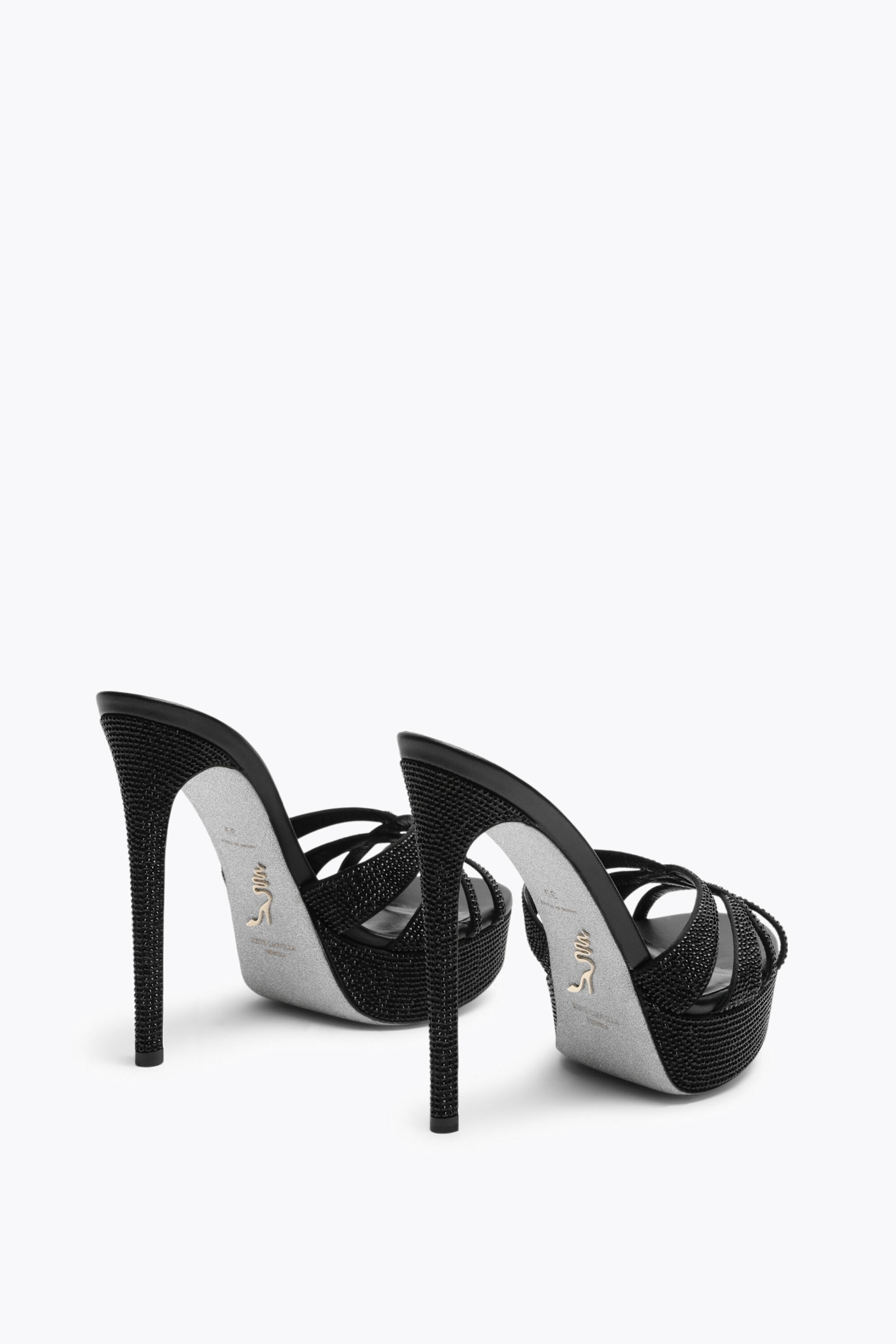 Jeweled Dania Black Platform Mule 130 | Rene Caovilla®