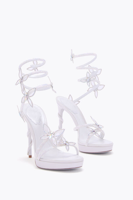 MARGOT WHITE PLATFORM SANDAL WITH BUTTERFLIES 120