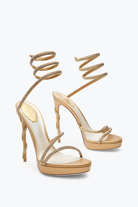 MARGOT CRYSTAL GOLD PLATFORM SANDAL 120