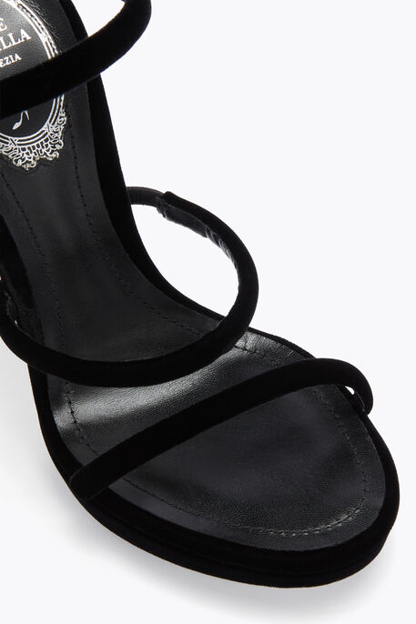 CLEO BLACK VELVET PLAFORM SANDAL 120