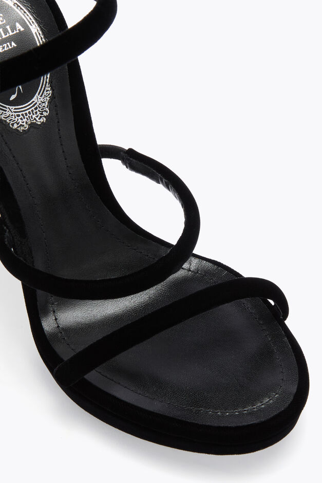 CLEO BLACK VELVET PLAFORM SANDAL 120