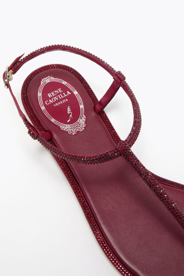 DIANA BORDEAUX SATIN-LAMB/SIAM STRASS THONG