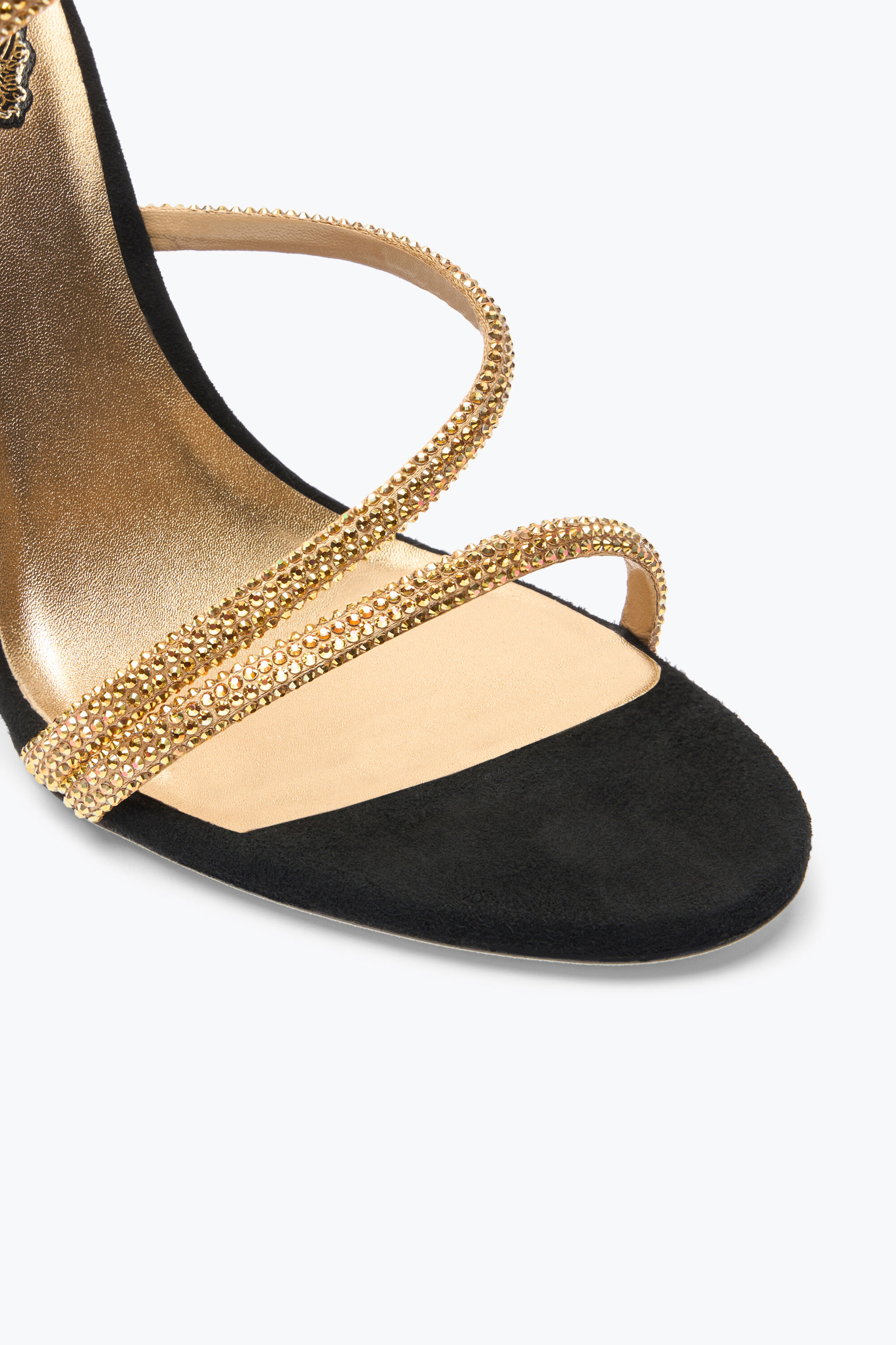 Jeweled Margot Black And Gold Sandal 105 Rene Caovilla