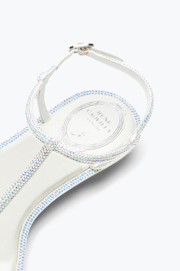 DIANA WHITE SANDAL WITH CRYSTALS 10 DIANA WHITE SANDAL WITH CRYSTALS 10