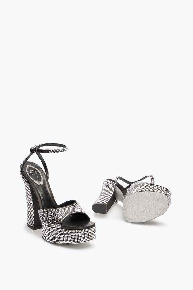 HELSA BLACK PLATFORM SANDAL WITH CRYSTALS 140