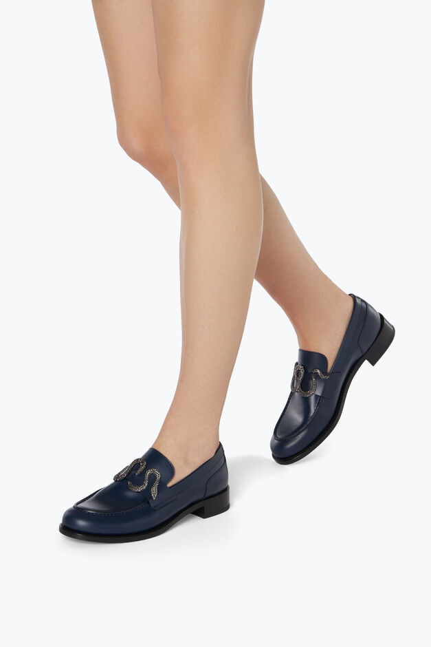 Morgana Blue Loafer With Black Matte Crystal 20 Morgana Blue Loafer With Black Matte Crystal 20