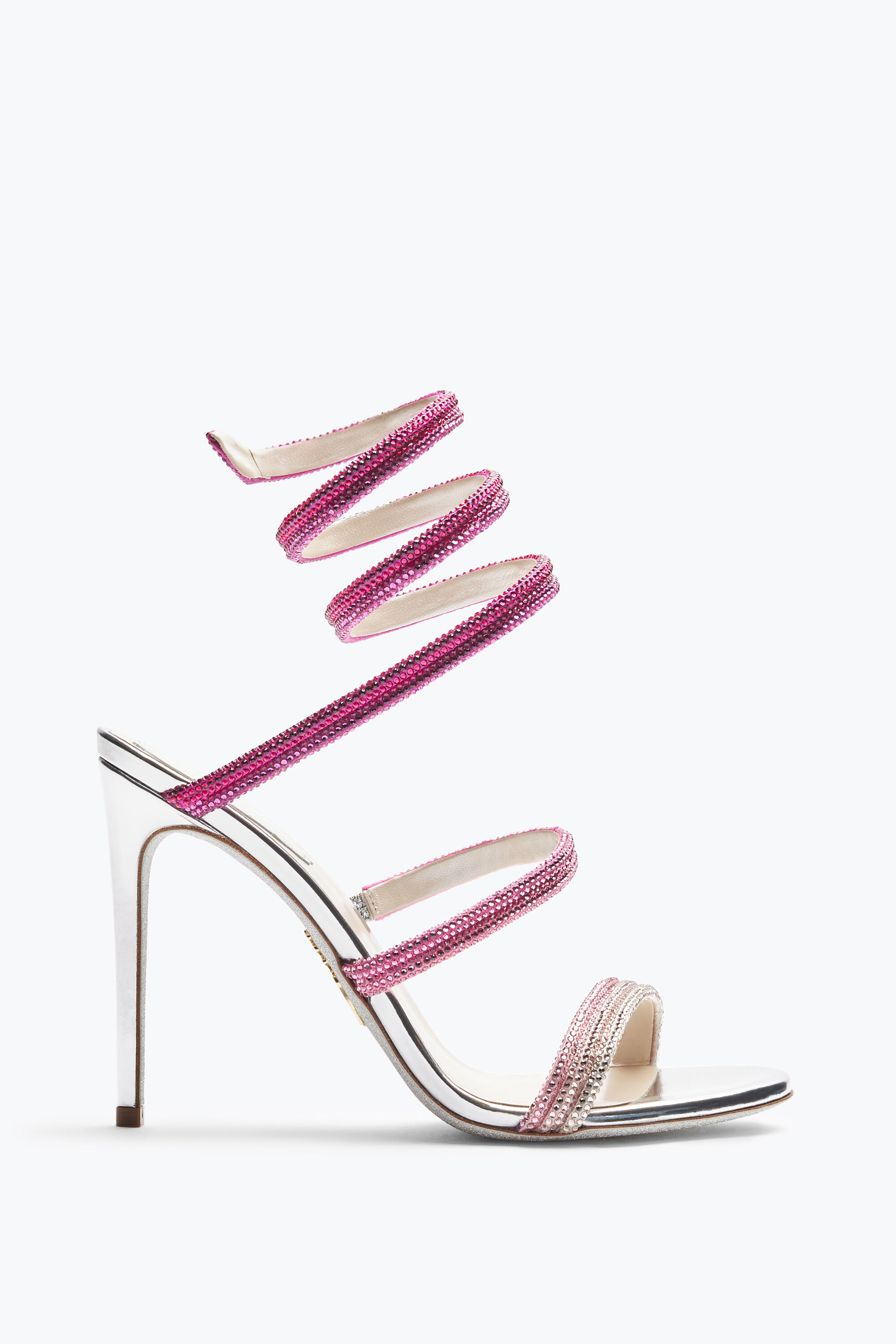 Jeweled Cleo Silver Sandal With Pink Degradé Crystals 105