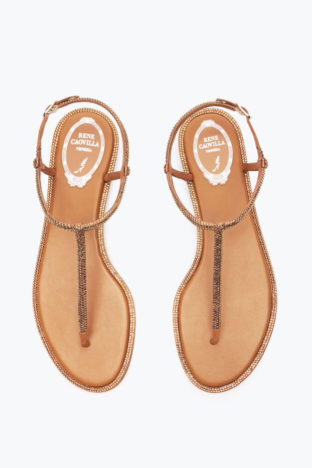 DIANA COGNAC SANDAL WITH CRYSTALS 10