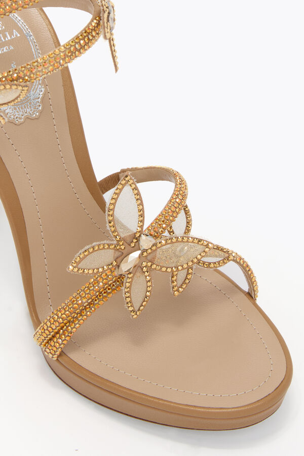 MARGOT GOLD PLATFORM SANDAL WITH BUTTERFLIES 120 MARGOT GOLD PLATFORM SANDAL WITH BUTTERFLIES 120