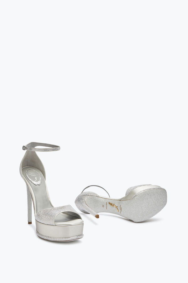 Anastasia Crystal Silver Platform Sandal 130