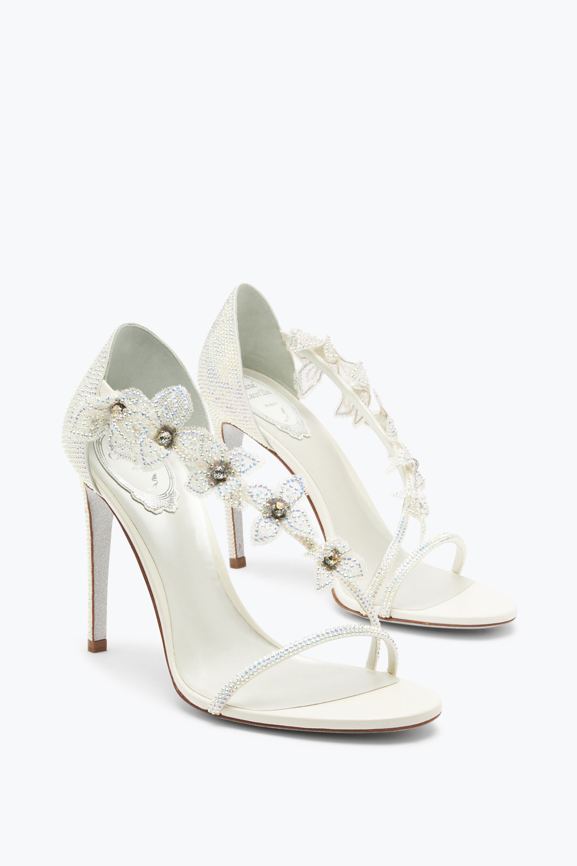 Jeweled Floriane Crystal Ivory Sandal 105 | Rene Caovilla®