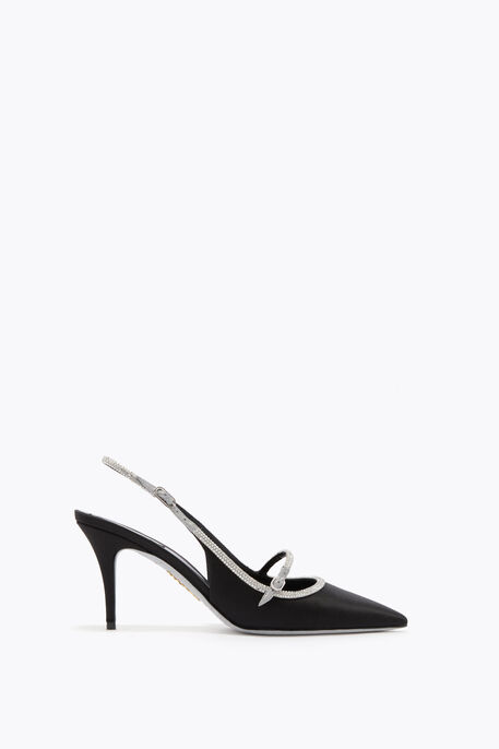 LILY BLACK AND SILVER SLINGBACK 80