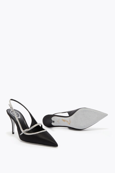 LILY BLACK AND SILVER SLINGBACK 80